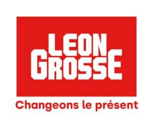 Logo de LEON GROSSE, entreprise de construction, avec la devise 'Changeons le présent', client de Winlassie.